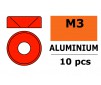 Aluminium sluitring v. M3 Verzonkenkopschroeven - BD:8mm - Rood (10st