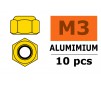 Ecrou aluminium autobloquant - M3 - Or (10pcs)