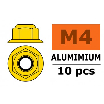 Aluminium Nylstop Nut M4 - Flanged Gold (10pcs)