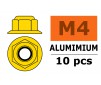Ecrou aluminium autobloquant avec flasque - M4 - Or (10pcs)