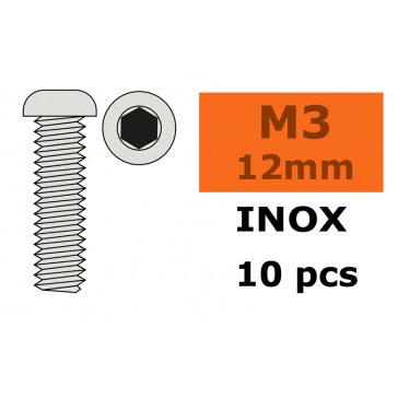 Vis à tête bombée - Six-pans - M3X12 - Inox (10pcs)