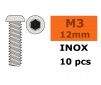 Vis à tête bombée - Six-pans - M3X12 - Inox (10pcs)
