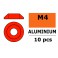 Rondelles aluminium pour vis M4 TB - DE:12mm - Rouge (10pcs)