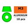 Rondelles aluminium pour vis M3 T. Cy. - DE:8mm - Vert (10pcs)