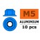 Ecrou aluminium autobloquant avec flasque - M5 - Bleu (10pcs)