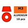 Rondelles aluminium pour vis M3 T. Cy. - DE:8mm - Rouge (10pcs)