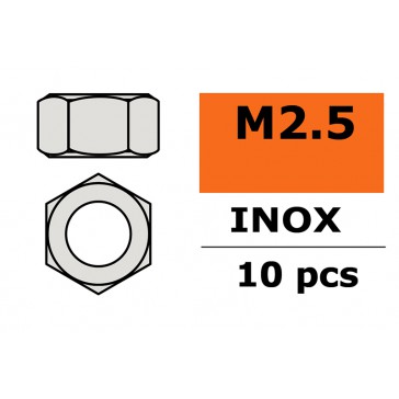 Ecrou hexagonal - M2,5 - Inox (10pcs)