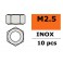 Ecrou hexagonal - M2,5 - Inox (10pcs)