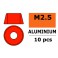 Rondelles aluminium pour vis M2,5 T. Cy. - DE:7mm - Rouge (10pcs)