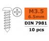 Self-tapping Pan Head Screw - 3,5X6,5mm - Galvanized Steel (10pcs)