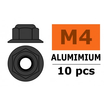 Aluminium zelfborgende zeskantmoer met flens - M4 - Gun Metaal (10st)