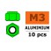 Aluminium zelfborgende zeskantmoer - M3 - Groen (10st)