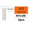 Vis à tête cylindrique - M3X20 - Nylon (5pcs)