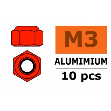 Aluminium Nylstop Nut M3 - Red (10pcs)