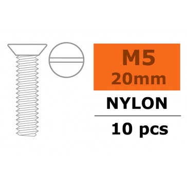 Flat Head Screw - M5X20 Nylon (5pcs)