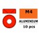 Rondelles aluminium pour vis M4 TC - DE:10mm - Rouge (10pcs)