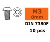 Hex Button Head Screw - Flanged - M3X8 Steel (10pcs)
