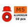 Aluminium zelfborgende zeskantmoer met flens - M5 - Rood (10st)