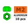 Aluminium zelfborgende zeskantmoer - M2 - Groen (10st)