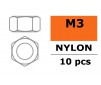 Zeskantmoer - M3 - Nylon (10st)