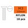 Vis à tête conique - M3X10 - Nylon (5pcs)