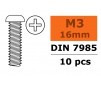 Pan Head Screw - M3X16 - Galvanized Steel (10pcs)