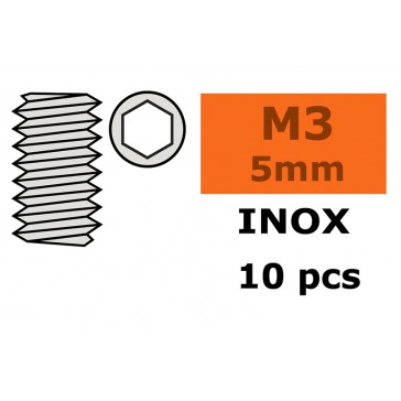 Hex Set screw, M3X5 Inox (10pcs)