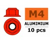 Ecrou aluminium autobloquant avec flasque - M4 - Rouge (10pcs)