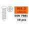 Self-tapping Pan Head Screw - 4,2X16mm - Galvanized Steel (10pcs)