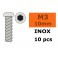 Vis à tête bombée - Six-pans - M3X10 - Inox (10pcs)