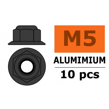 Aluminium zelfborgende zeskantmoer met flens - M5 - Gun Metaal (10st)