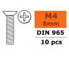 Flat Head Screw - M4X8 - Galvanized Steel (10pcs)