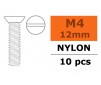 Flat Head Screw - M4X12 Nylon (5pcs)