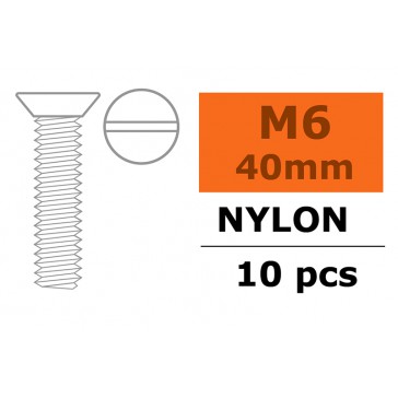 Flat Head Screw - M6X40 Nylon (5pcs)