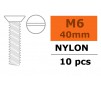 Flat Head Screw - M6X40 Nylon (5pcs)