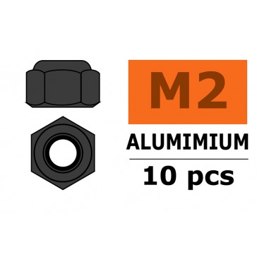 Aluminium zelfborgende zeskantmoer - M2 - Gun Metaal (10st)
