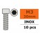 Vis à tête cylindrique - Six-pans - M3X30 - Inox (10pcs)