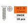 Vis à tôle tête conique - 2,9X13mm - Inox (10pcs)