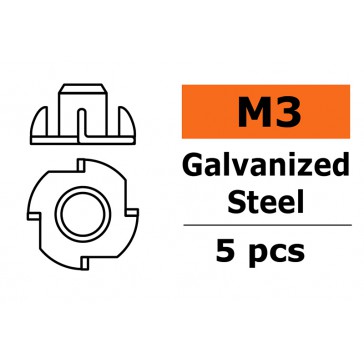 Ecrou blindé - M3 - Acier galvanisé (5pcs)