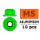 Aluminium zelfborgende zeskantmoer met flens - M5 - Groen (10st)