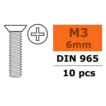 Vis à tête conique - Philips - M3X6 - Acier galvanisé (10pcs)