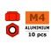 Aluminium zelfborgende zeskantmoer - M4 - Rood (10st)