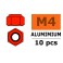 Ecrou aluminium autobloquant - M4 - Rouge (10pcs)