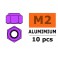 Aluminium zelfborgende zeskantmoer - M2 - Paars (10st)