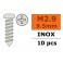 Vis à tôle tête bombée - 2,9X9,5mm - Inox (10pcs)