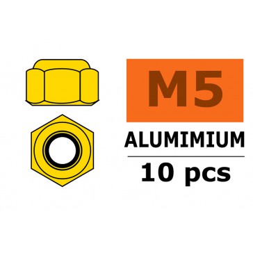 Aluminium zelfborgende zeskantmoer - M5 - Goud (10st)