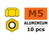 Aluminium zelfborgende zeskantmoer - M5 - Goud (10st)