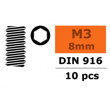 Stelschroef - Binnenzeskant - M3X8 - Staal (10st)