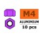 Ecrou aluminium autobloquant - M4 - Violet (10pcs)