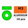 Aluminium sluitring v. M3 Verzonkenkopschroeven - BD:8mm - Groen (10s